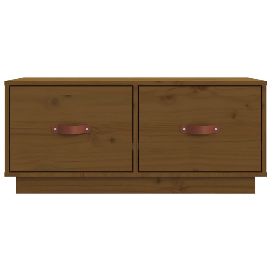 Mueble de TV madera maciza de pino marrón miel 80x34x35