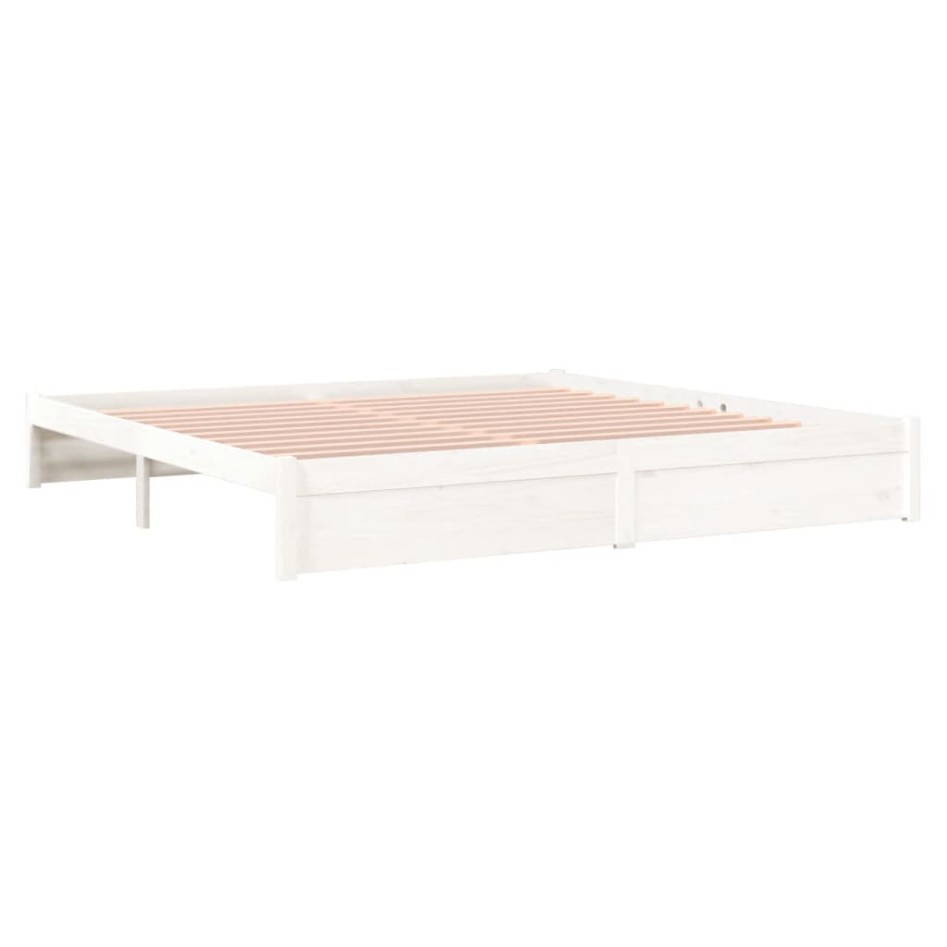 Estructura de cama madera maciza blanco 200x200
