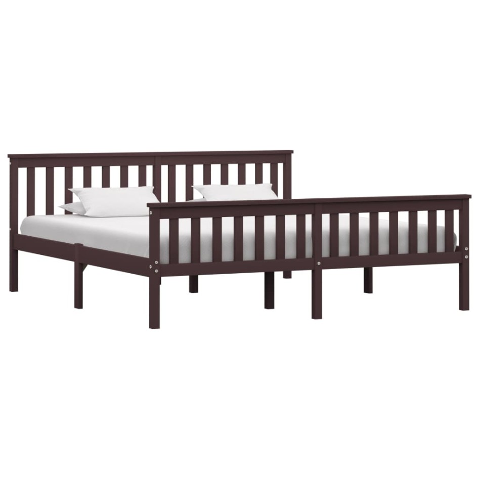 Estructura de cama madera maciza pino marrón oscuro 180x200