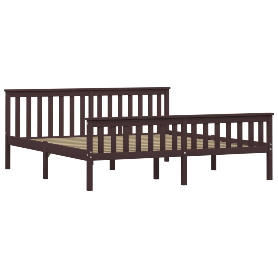 Estructura de cama madera maciza pino marrón oscuro 180x200