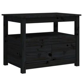 Mesa de centro de madera maciza de pino negro 71x49x55