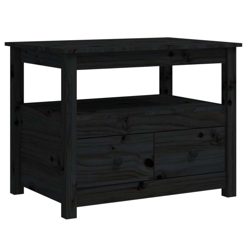 Mesa de centro de madera maciza de pino negro 71x49x55
