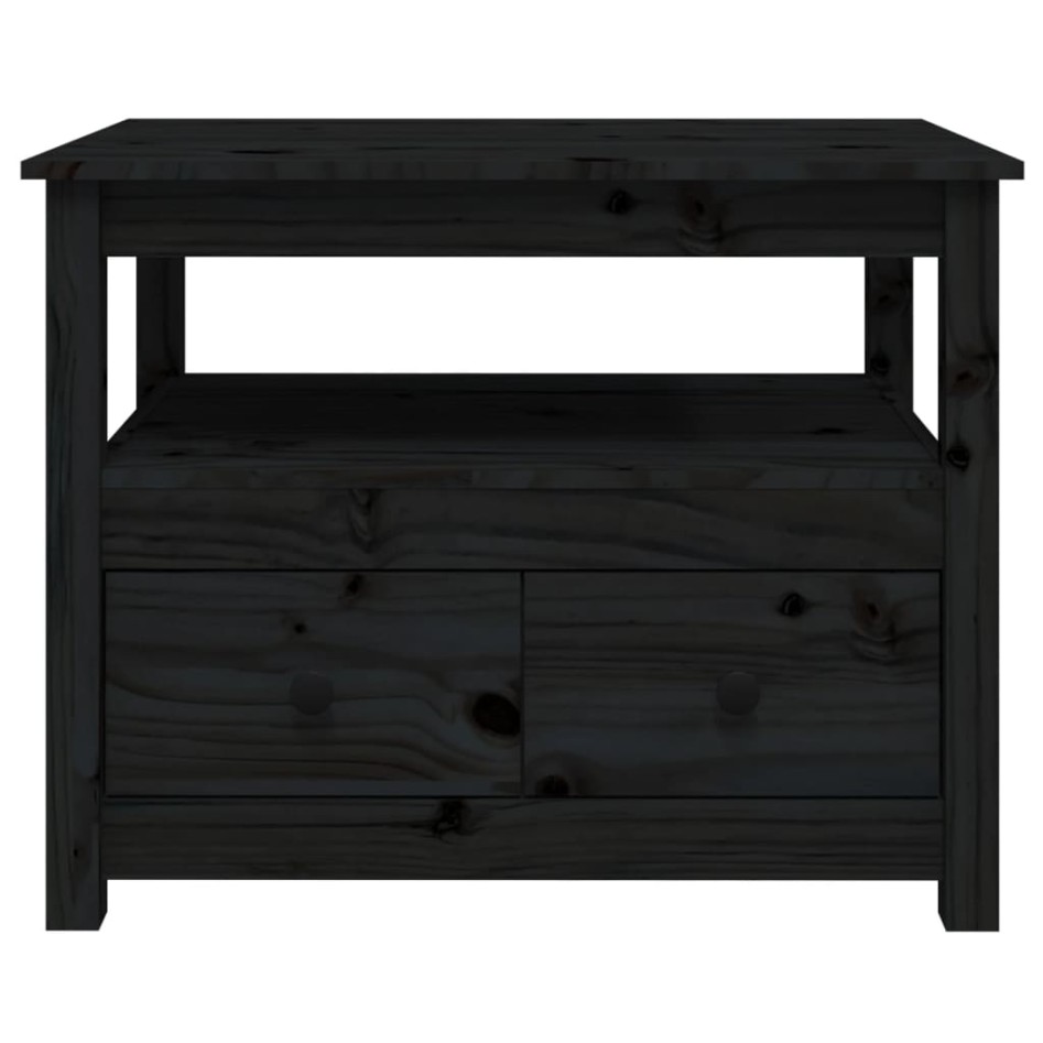 Mesa de centro de madera maciza de pino negro 71x49x55