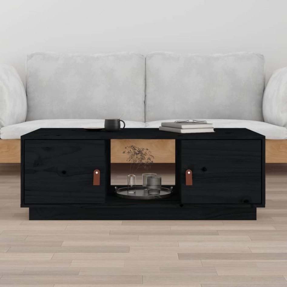Mesa de centro de madera maciza de pino negro 100x50x35