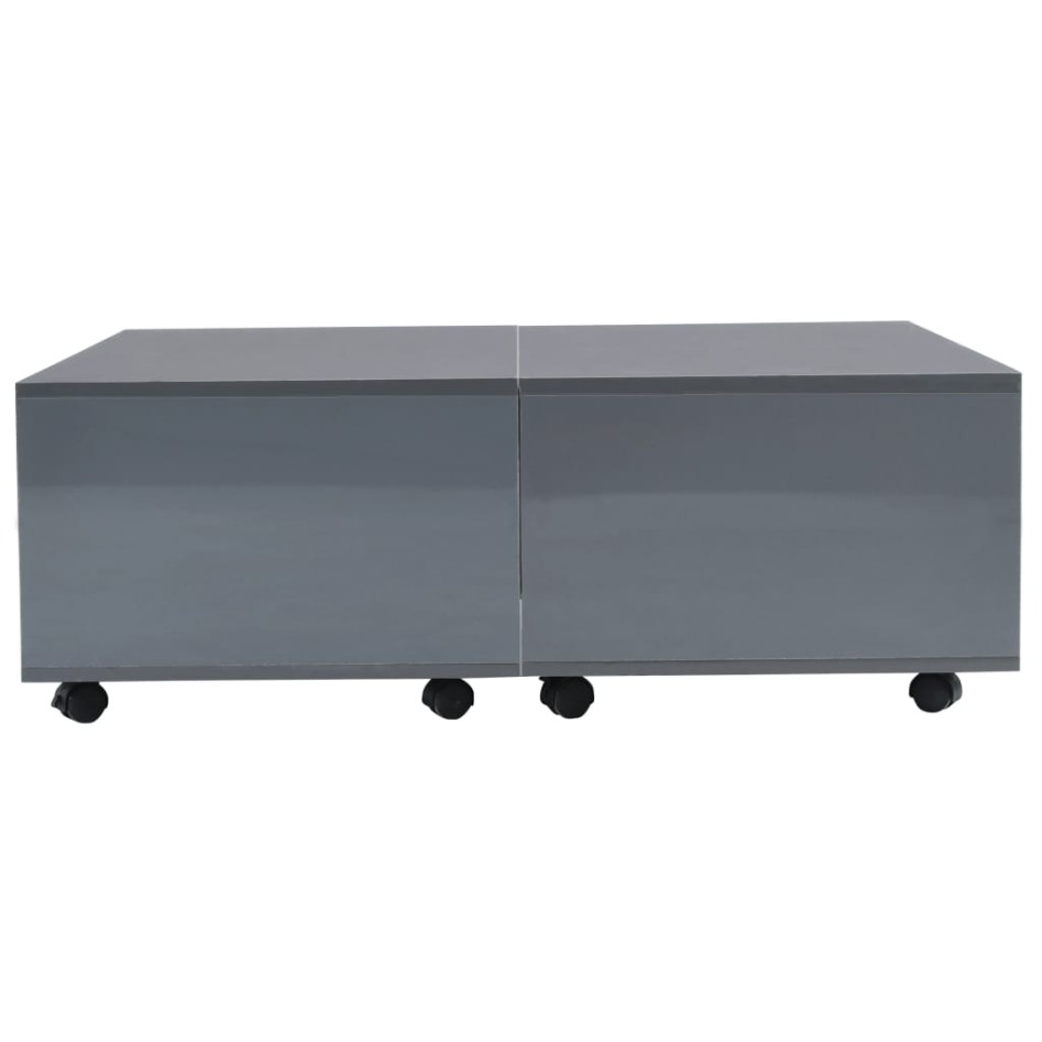 Mesa de centro gris brillo 100x100x35