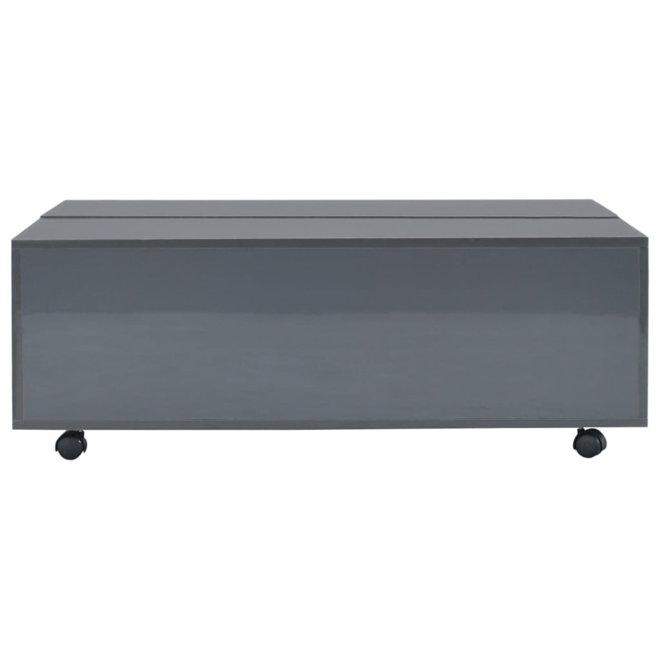 Mesa de centro gris brillo 100x100x35