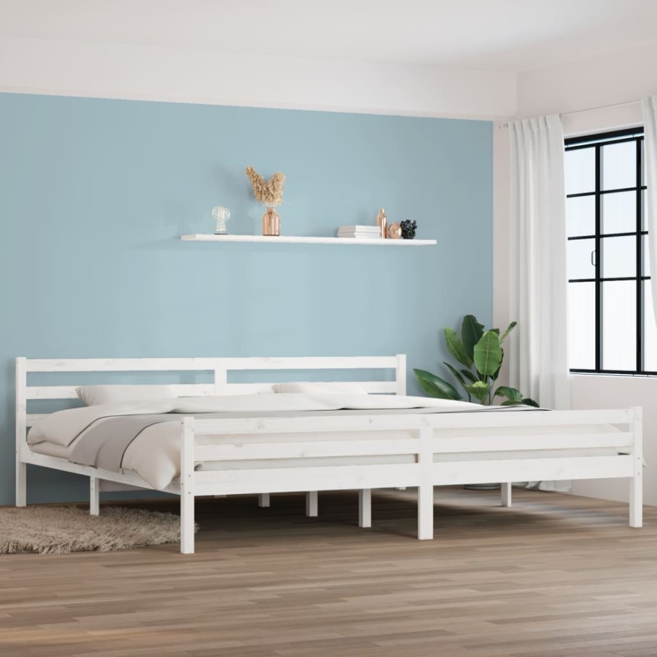 Estructura de cama madera maciza blanco Supe King 180x200