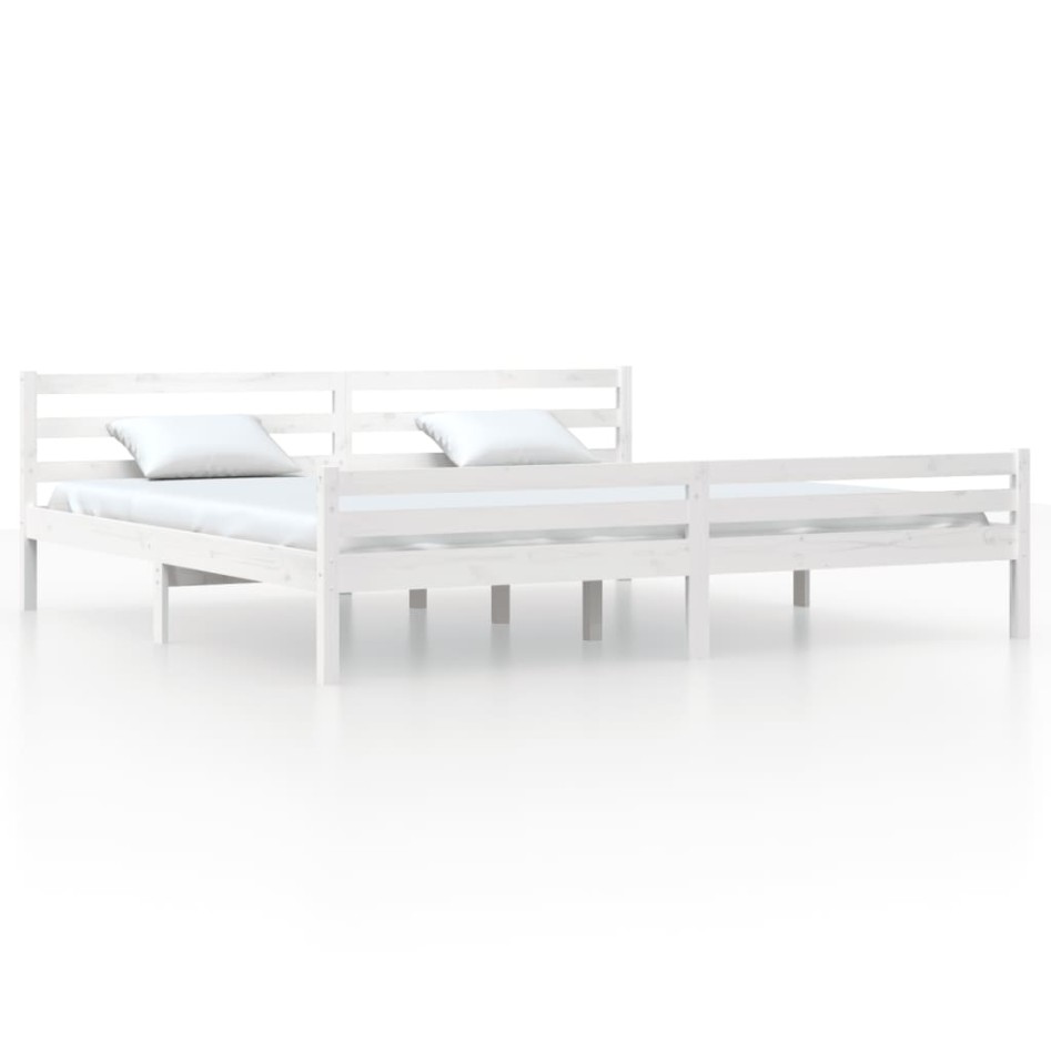Estructura de cama madera maciza blanco Supe King 180x200
