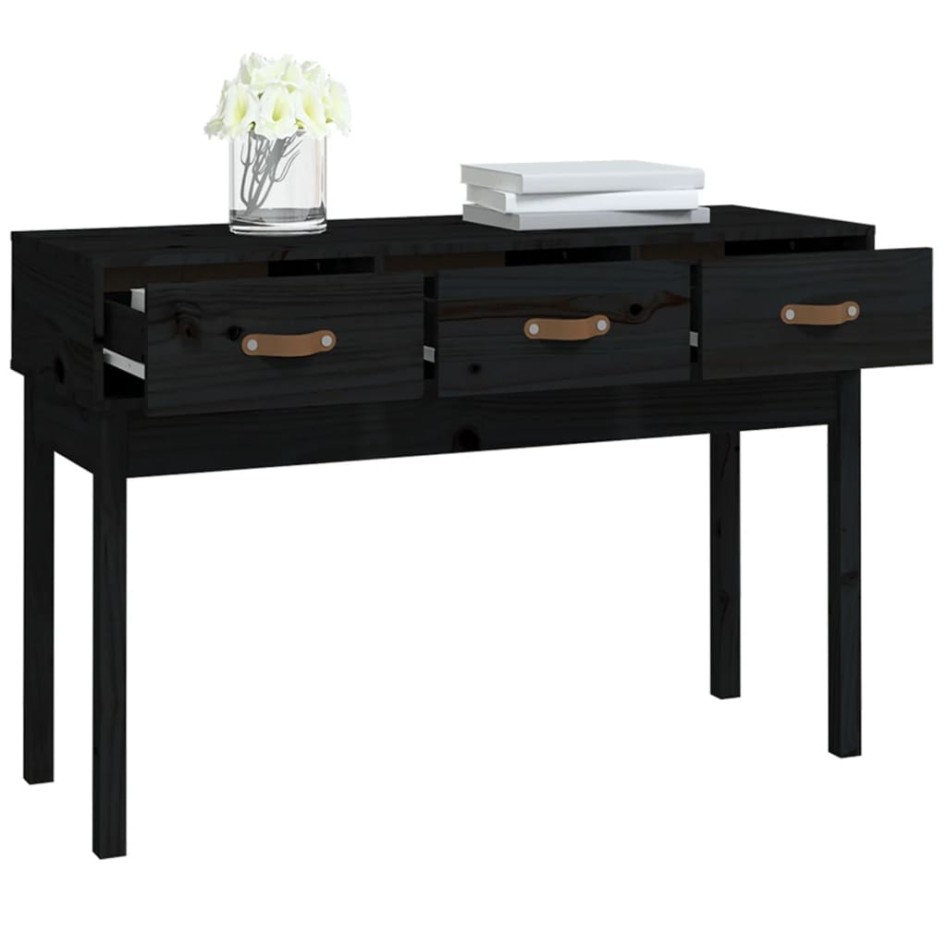 Mesa consola madera maciza de pino negro 114x40x75