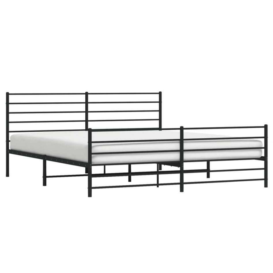 Estructura de cama cabecero y estribo metal negro 180x200