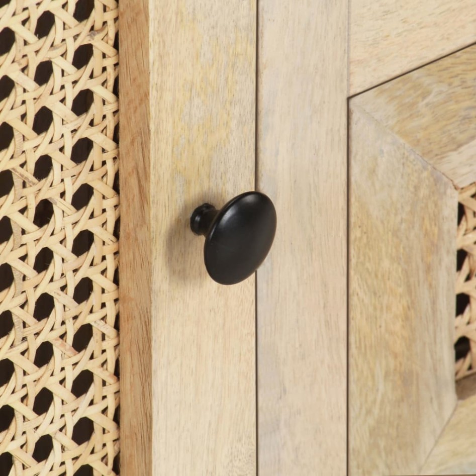 Mueble para TV madera maciza mango y caña natural 120x30x40