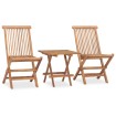 Set de comedor de jardín plegable 3 pzas madera maciza de teca
