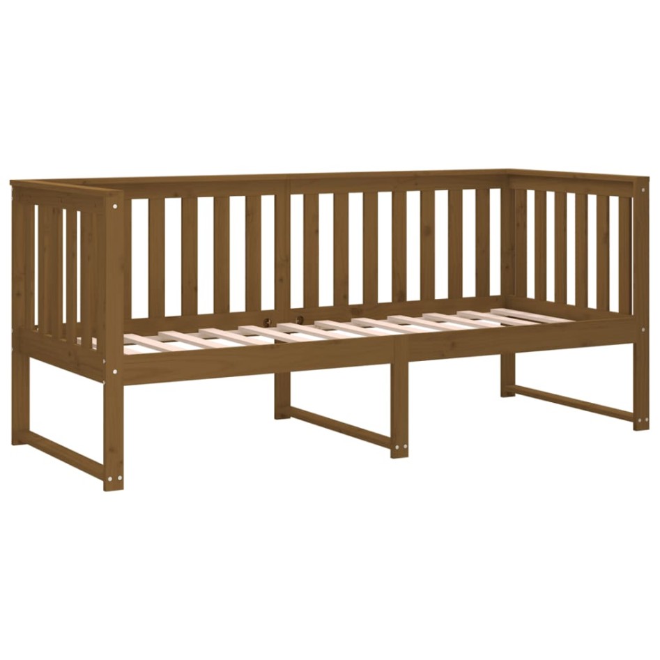 Sofá cama de madera maciza de pino marrón miel 80x200