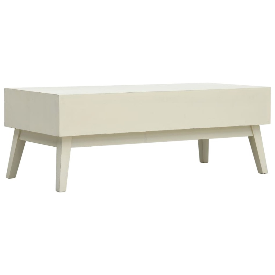 Mesa de centro con 2 cajones tallados madera gris 110x50x40