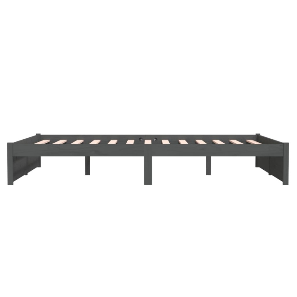 Estructura de cama de madera maciza gris 140x200