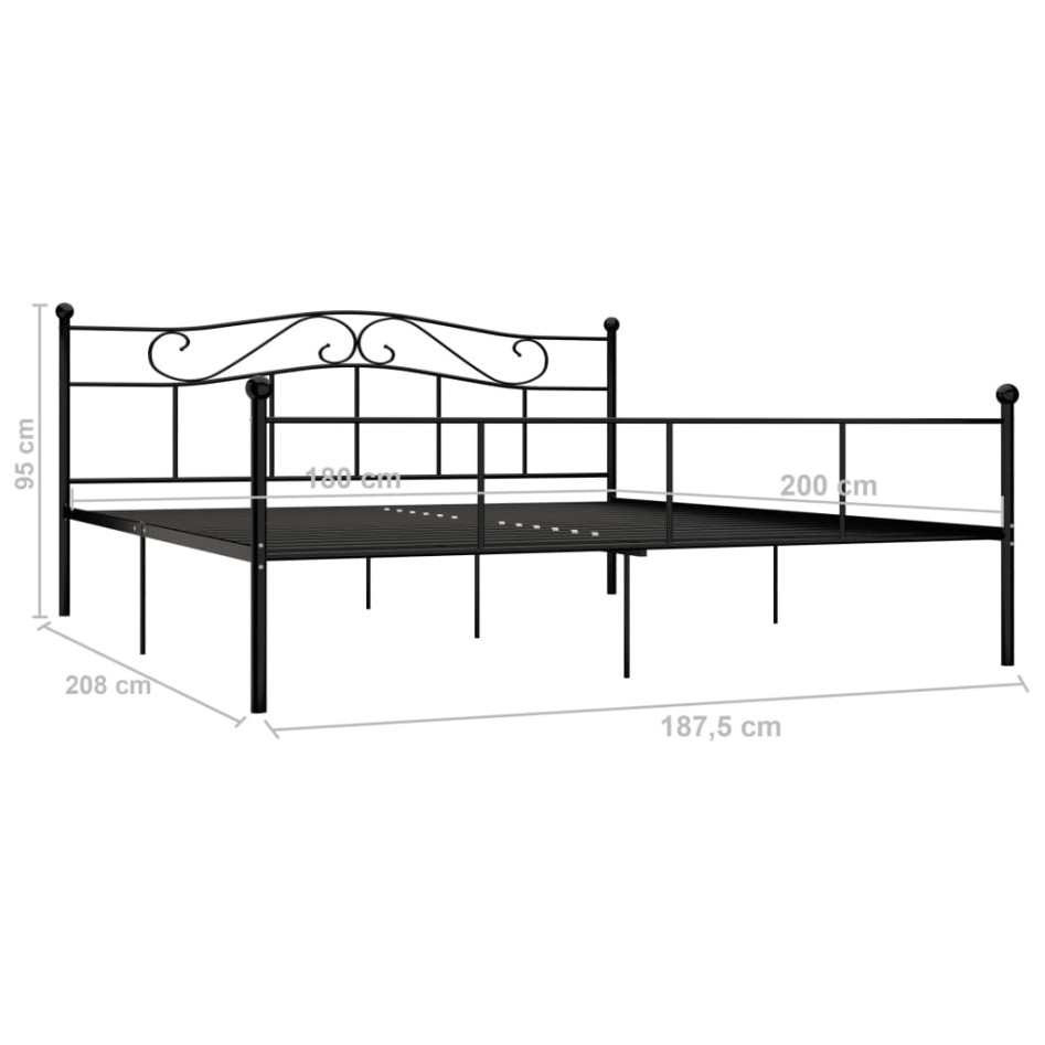 Estructura de cama de metal negro 180x200