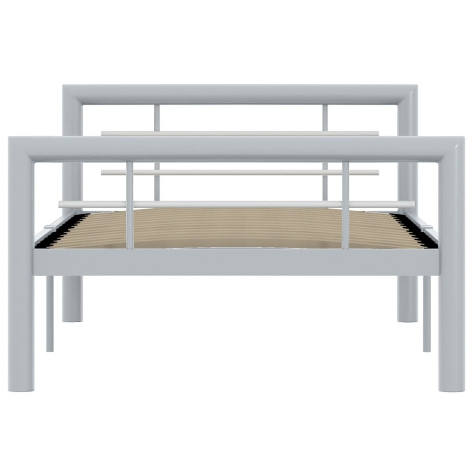 Estructura de cama de metal gris y blanco 90x200
