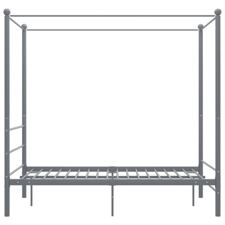 Estructura de cama con dosel metal gris 140x200