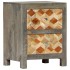 Mesita de noche madera maciza de mango gris 40x30x50