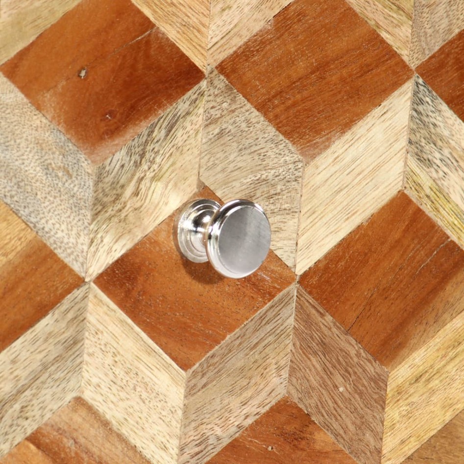 Mesita de noche madera maciza de mango gris 40x30x50