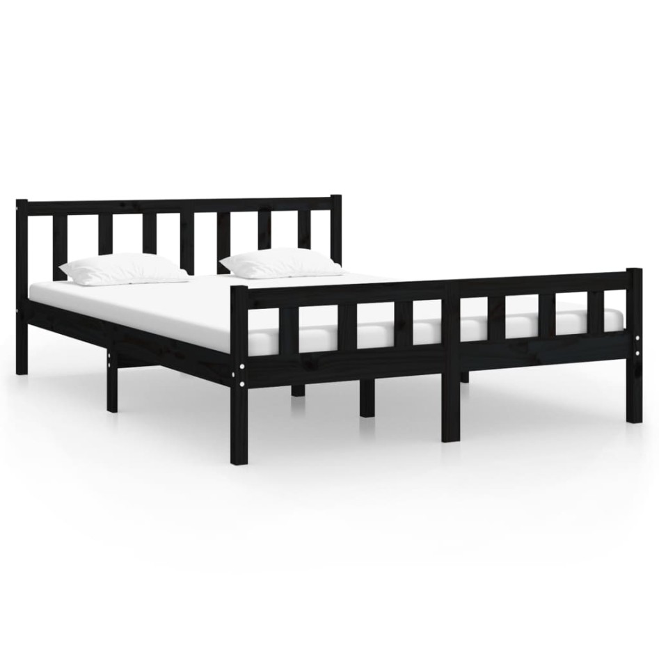 Estructura de cama madera maciza negro 120x200