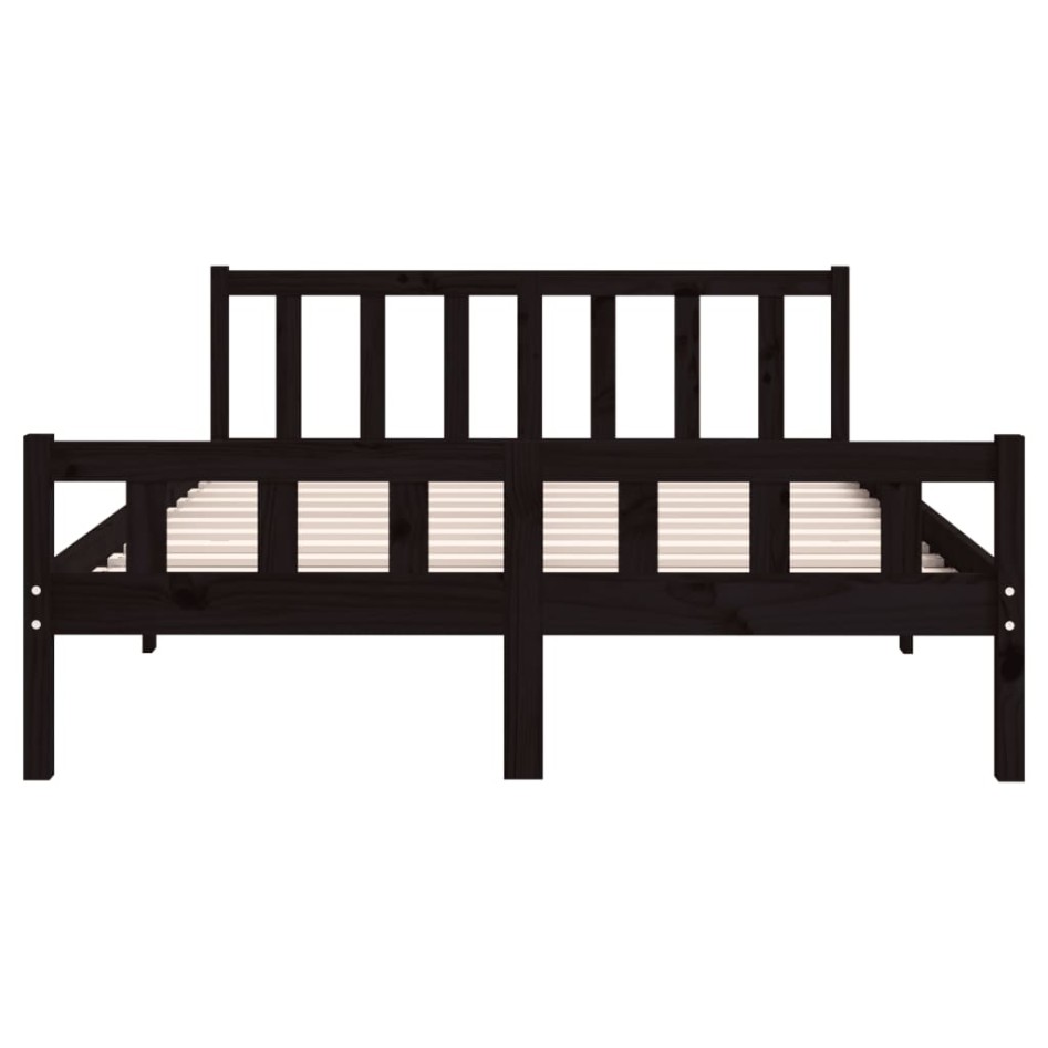 Estructura de cama madera maciza negro 120x200