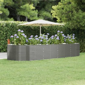 Jardinera arriate acero recubrimiento polvo gris 367x140x68