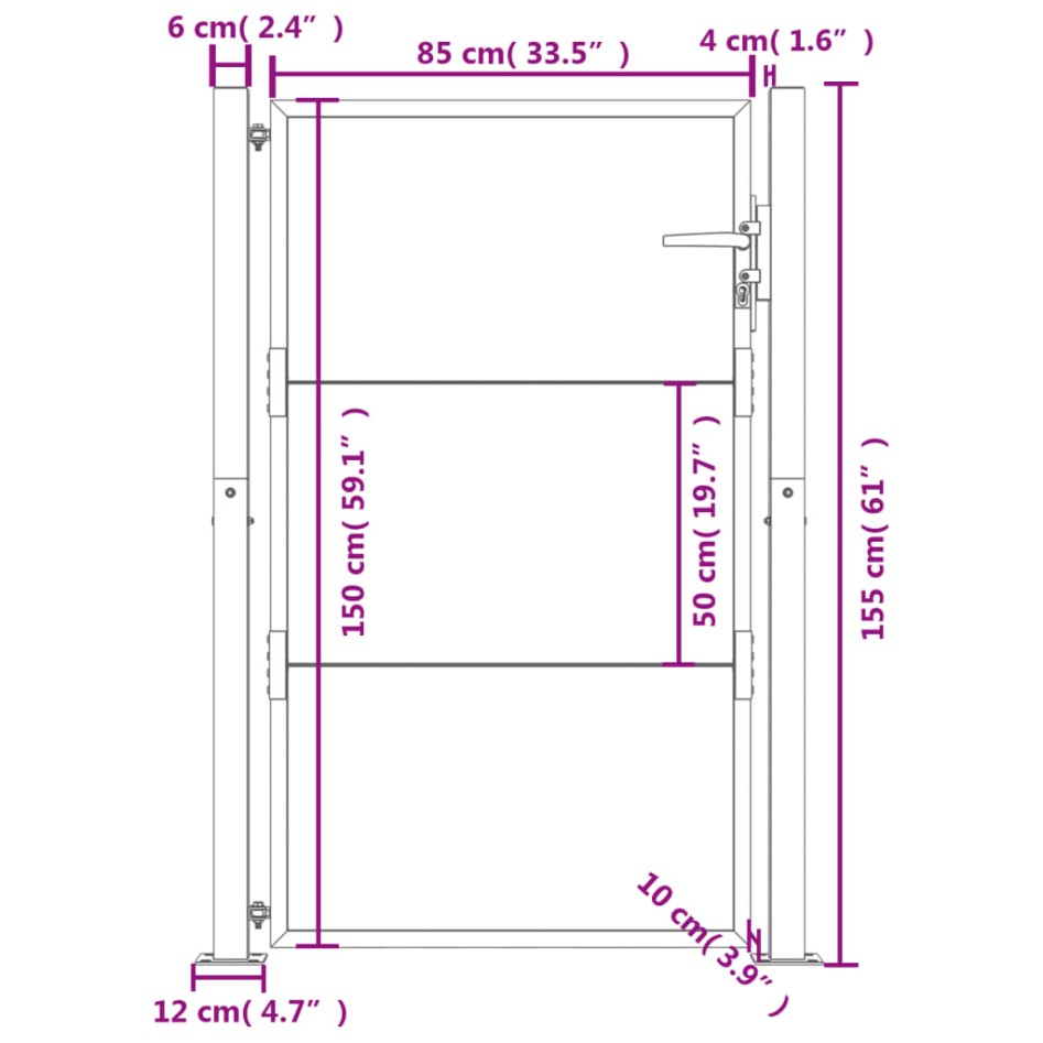 Puerta de jardín acero corten 105x155