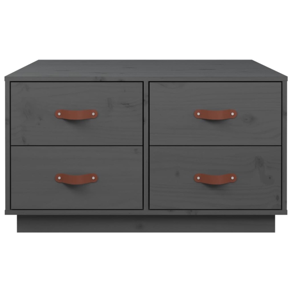 Mesa de centro de madera maciza de pino gris 80x80x45
