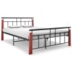 Estructura de cama metal y madera maciza de roble 140x200 cm