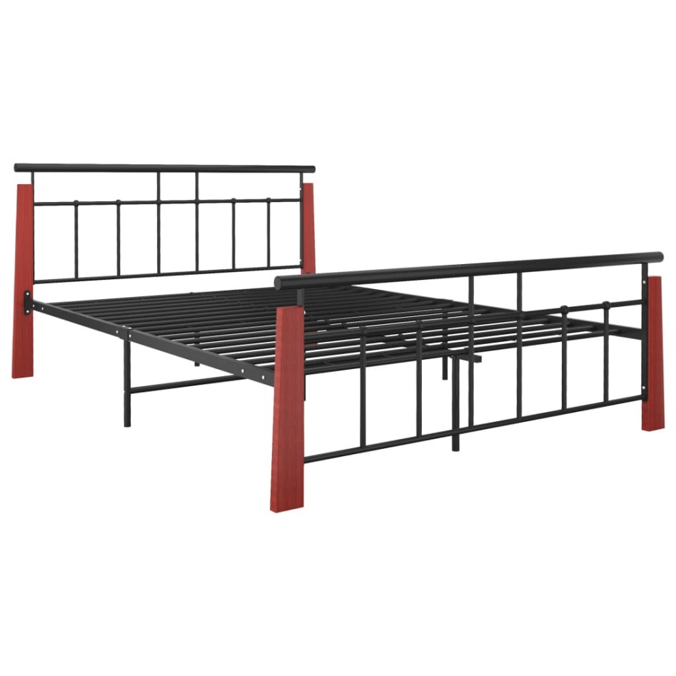 Estructura de cama metal y madera maciza de roble 140x200