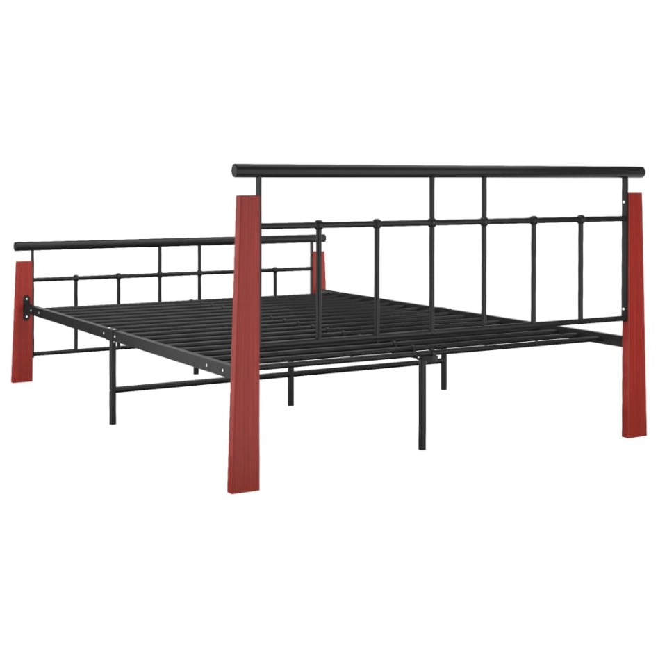 Estructura de cama metal y madera maciza de roble 140x200