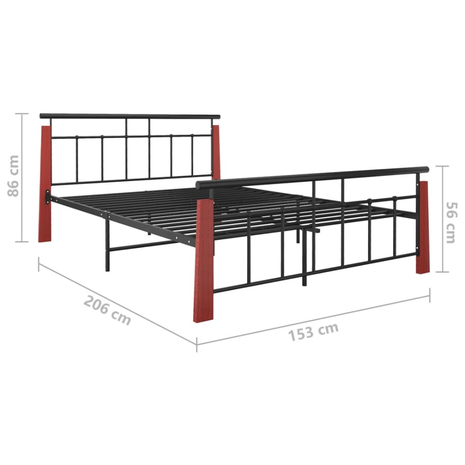 Estructura de cama metal y madera maciza de roble 140x200