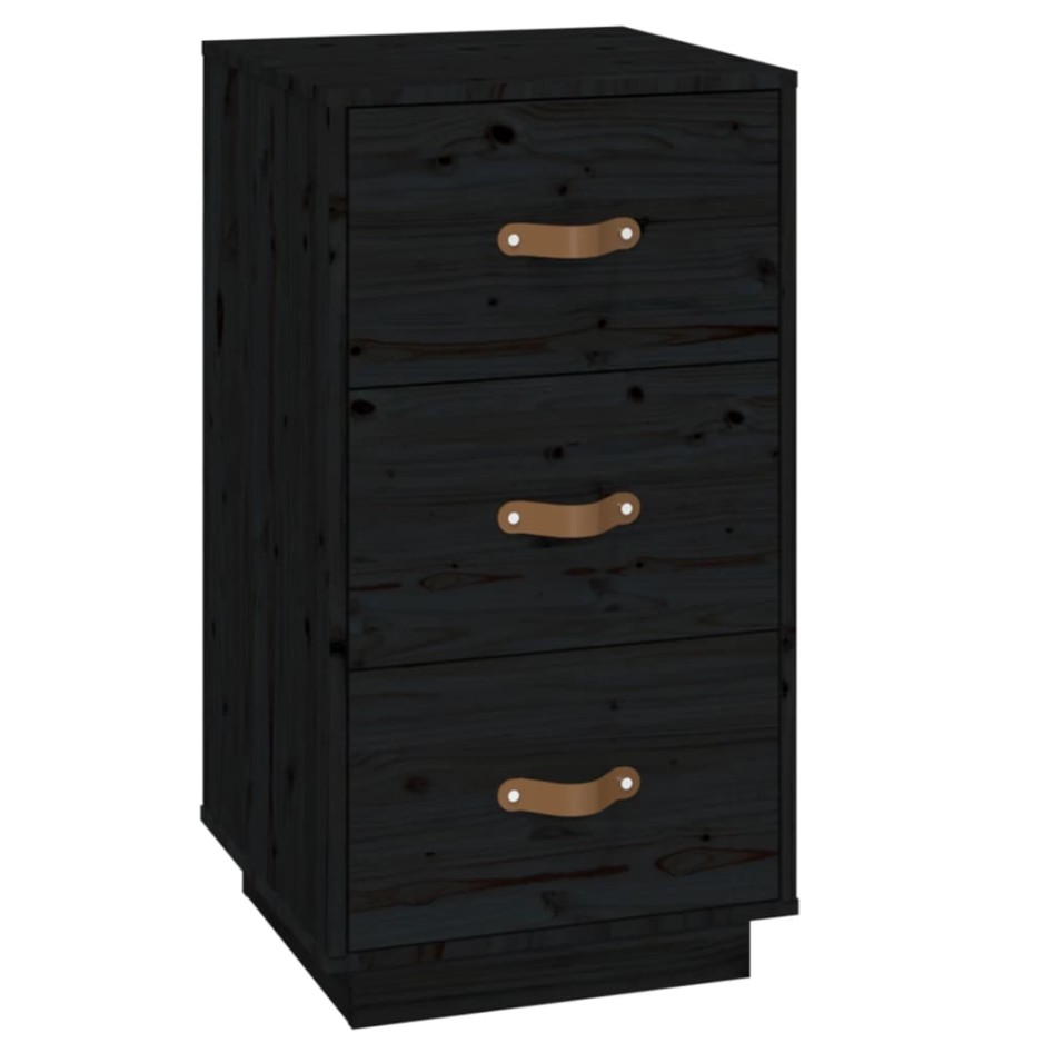 Mesitas de noche 2 uds madera maciza de pino negro 40x40x75