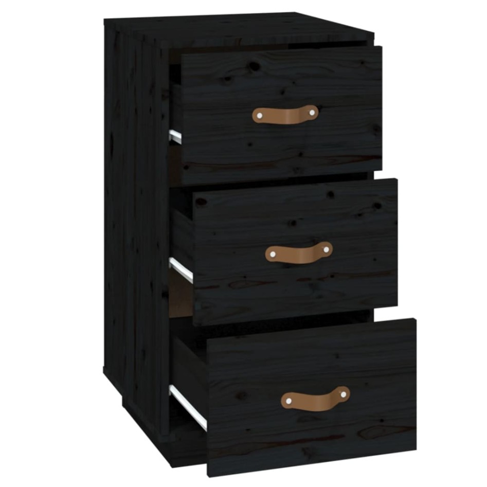 Mesitas de noche 2 uds madera maciza de pino negro 40x40x75
