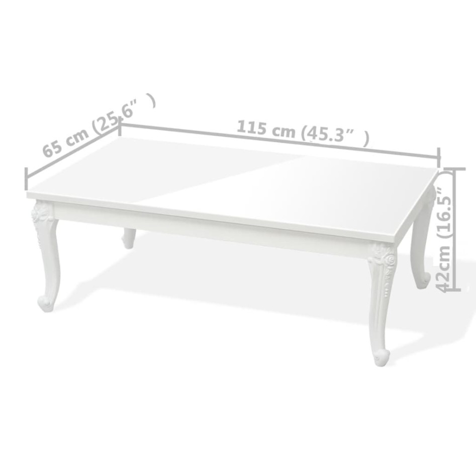 Mesa de centro 115x65x42 cm blanco con