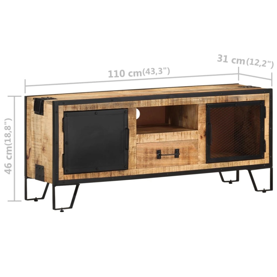 Mueble para TV de madera maciza de mango rugosa 110x31x46