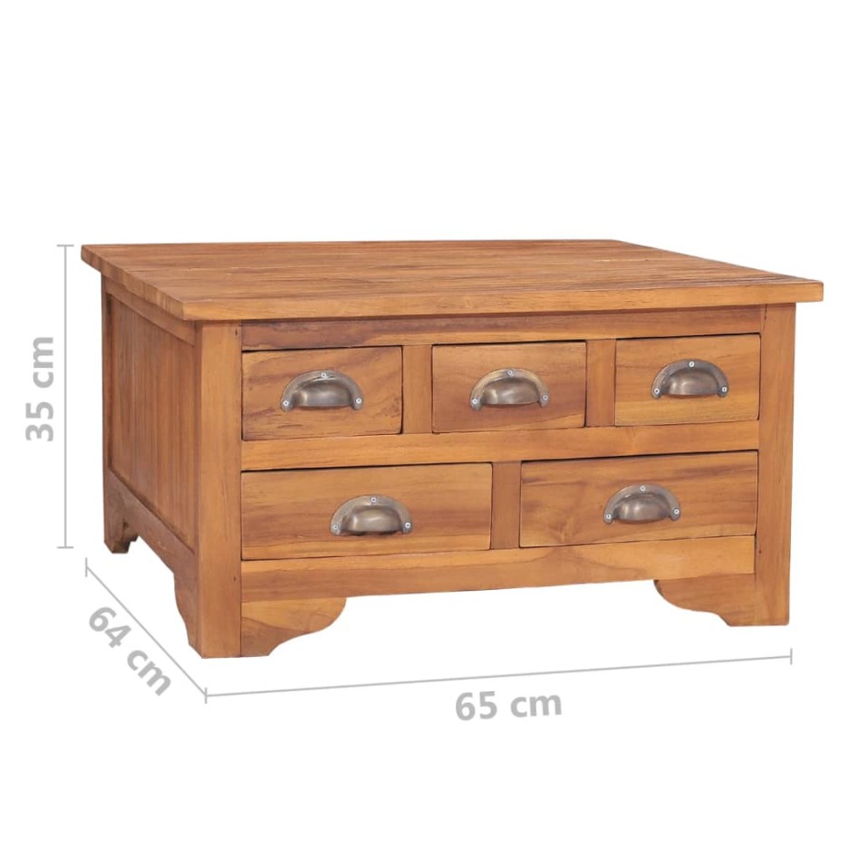Mesa de centro con tapa abatible madera teca macizo 65x64x35