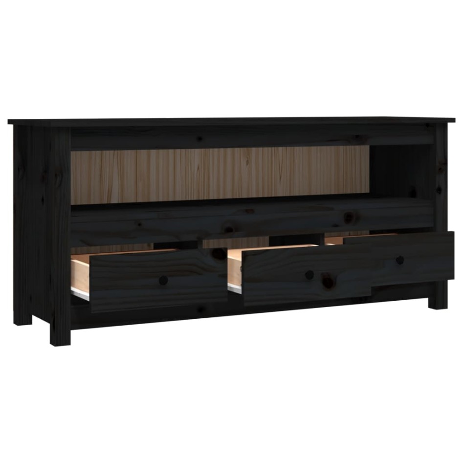 Mueble de TV de madera maciza de pino negro 114x35x52
