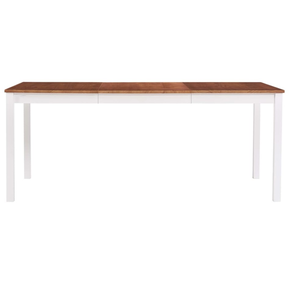 Mesa de comedor de madera de pino blanco y marrón 180x90x73