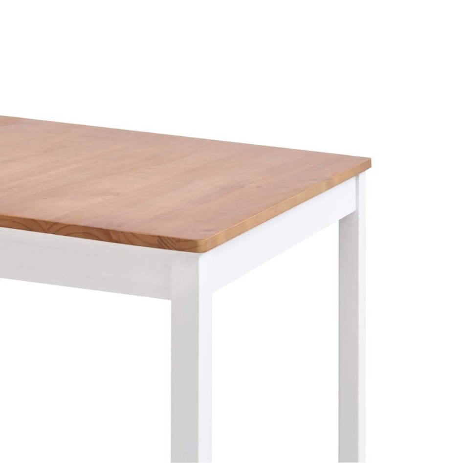 Mesa de comedor de madera de pino blanco y marrón 180x90x73
