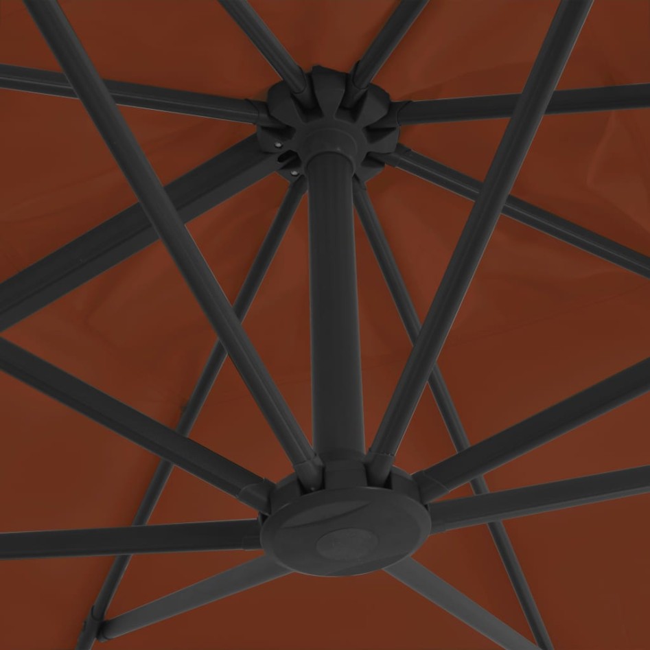 Sombrilla voladiza con poste de aluminio terracota 400x300