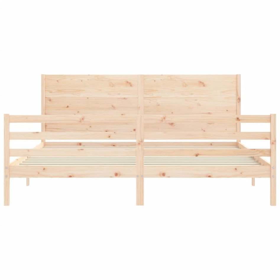 Estructura de cama de matrimonio con cabecero madera