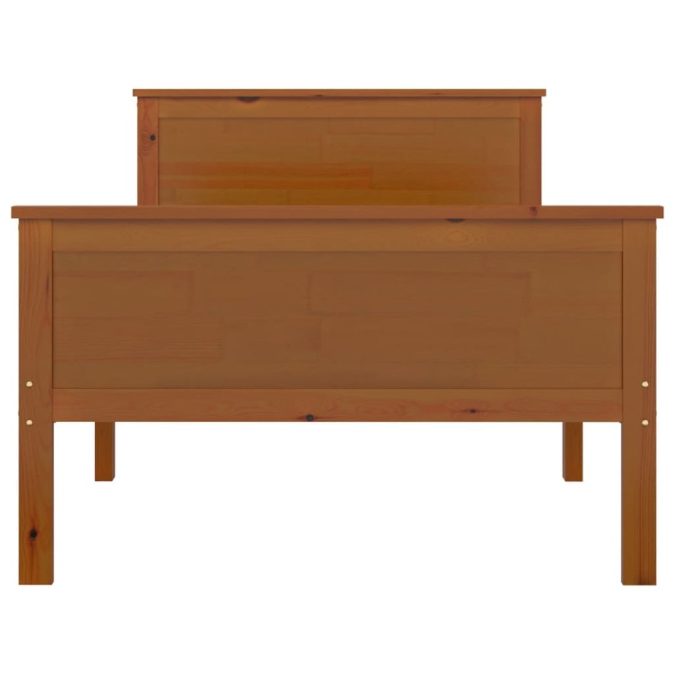 Estructura de cama madera maciza pino marrón miel 100x200