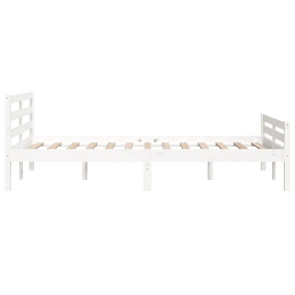 Estructura de cama doble pequeña madera maciza blanca