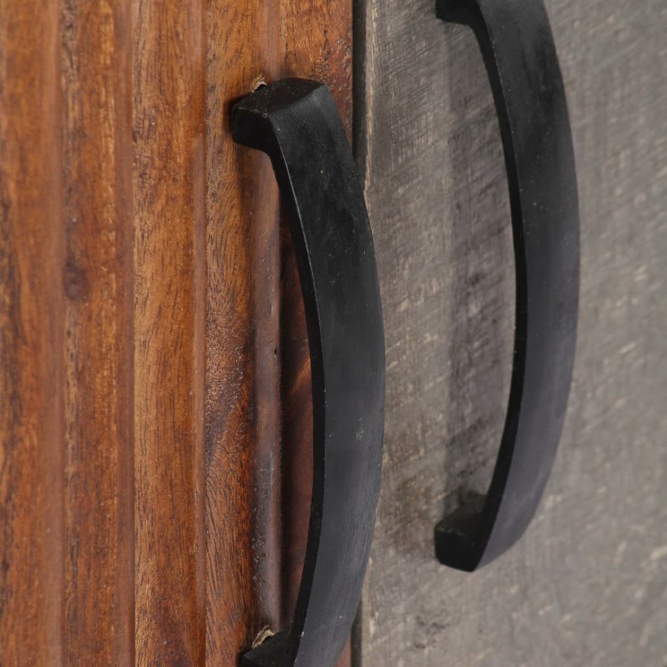 Mueble para TV madera maciza de mango rugosa gris 130x30x46