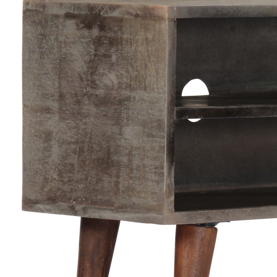 Mueble para TV madera maciza de mango rugosa gris 130x30x46