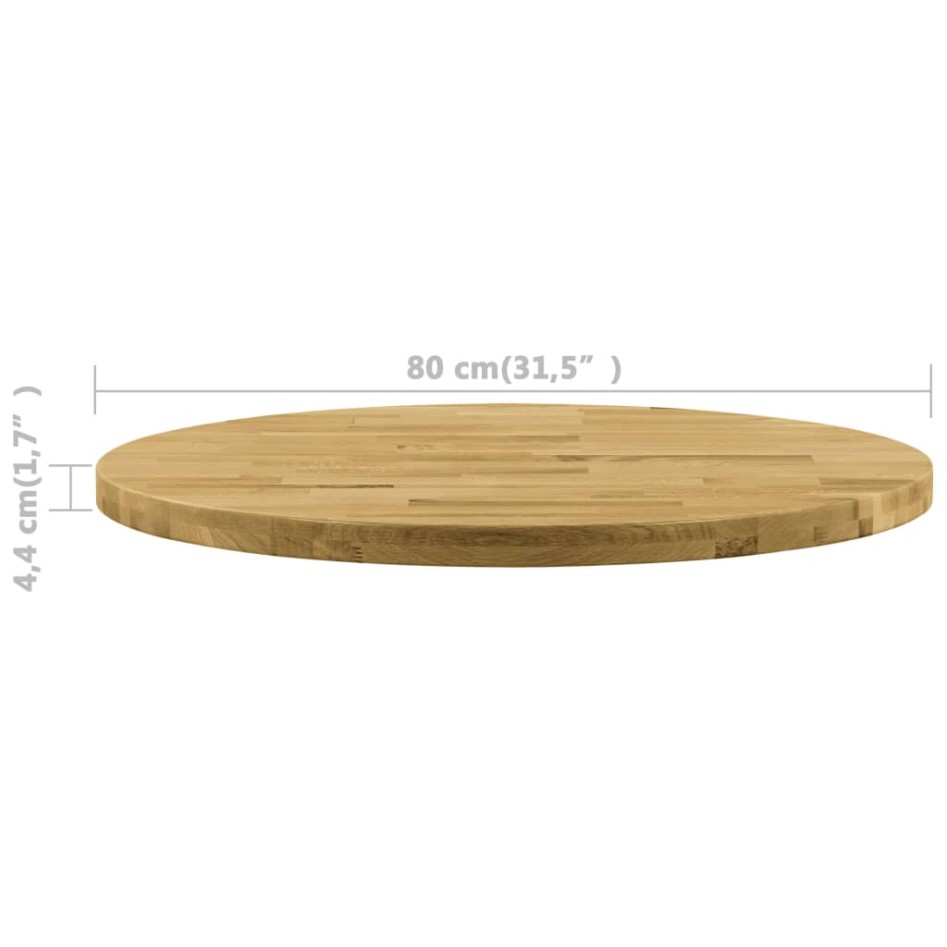 Superficie de mesa redonda madera maciza de roble 44 mm 800