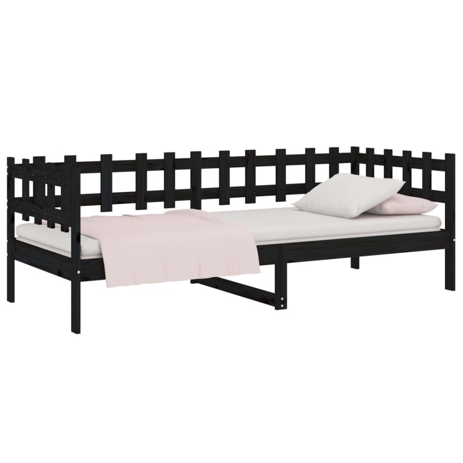 Sofá cama madera maciza de pino negro 90x200