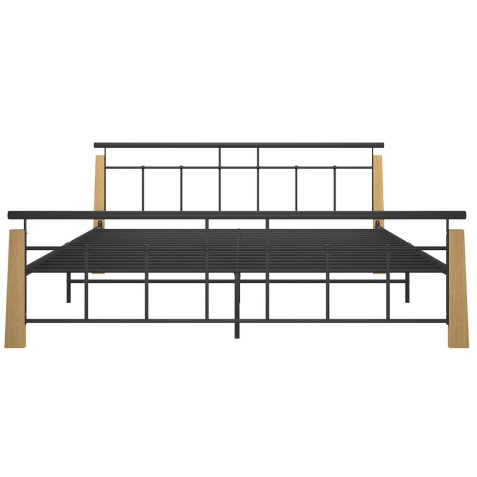 Estructura de cama metal y madera maciza de roble 180x200